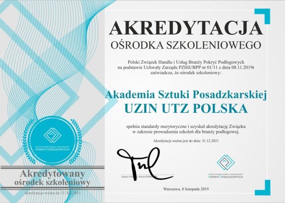 Akredytacja Ośrodka Szkoleniowego - Akademia Sztuki Posadzkarskiej Uzin UTZ Polska